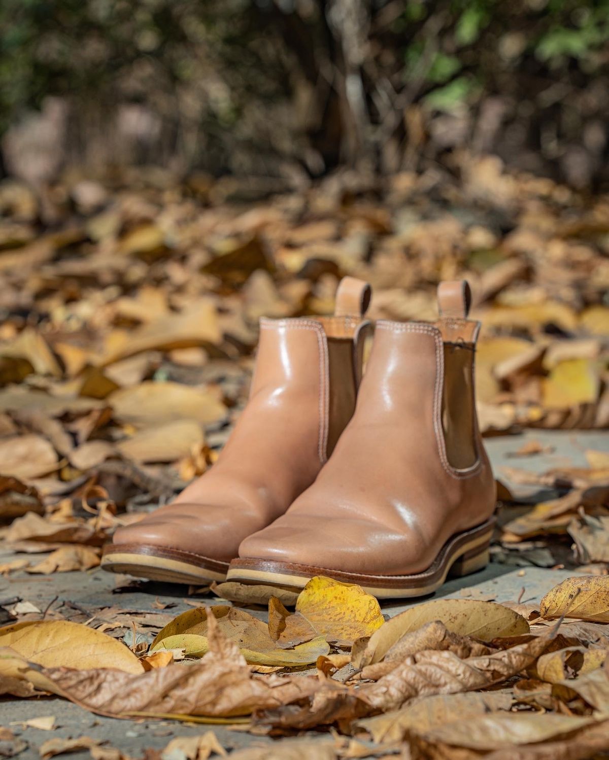 Photo by boot_gazer on November 5, 2022 of the Flame Panda Wholecut Chelsea in Tochigi Natural Cowhide.