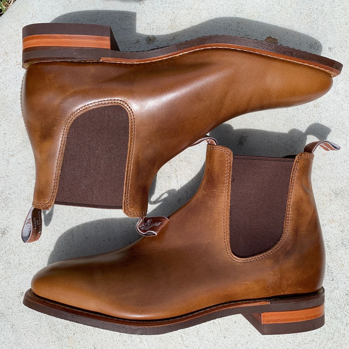 Photo by Thelifeofsomeguysboots on October 3, 2022 of the R.M. Williams Comfort Craftsman Boot in Caramel Pull-Up Leather.