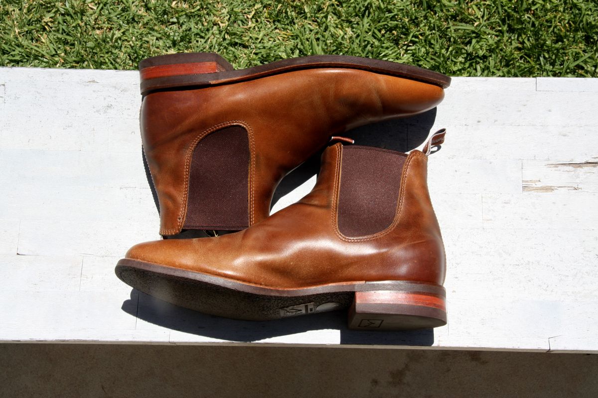 Photo by Thelifeofsomeguysboots on January 1, 2023 of the R.M. Williams Comfort Craftsman Boot in Caramel Pull-Up Leather.