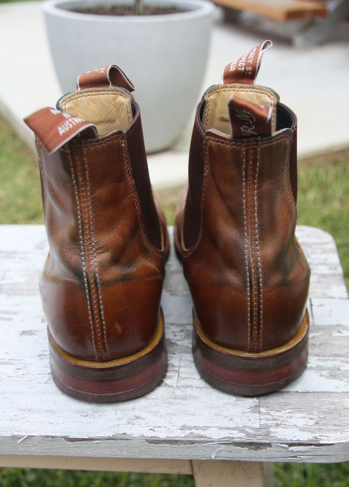 Photo by Thelifeofsomeguysboots on April 1, 2023 of the R.M. Williams Comfort Craftsman Boot in Caramel Pull-Up Leather.