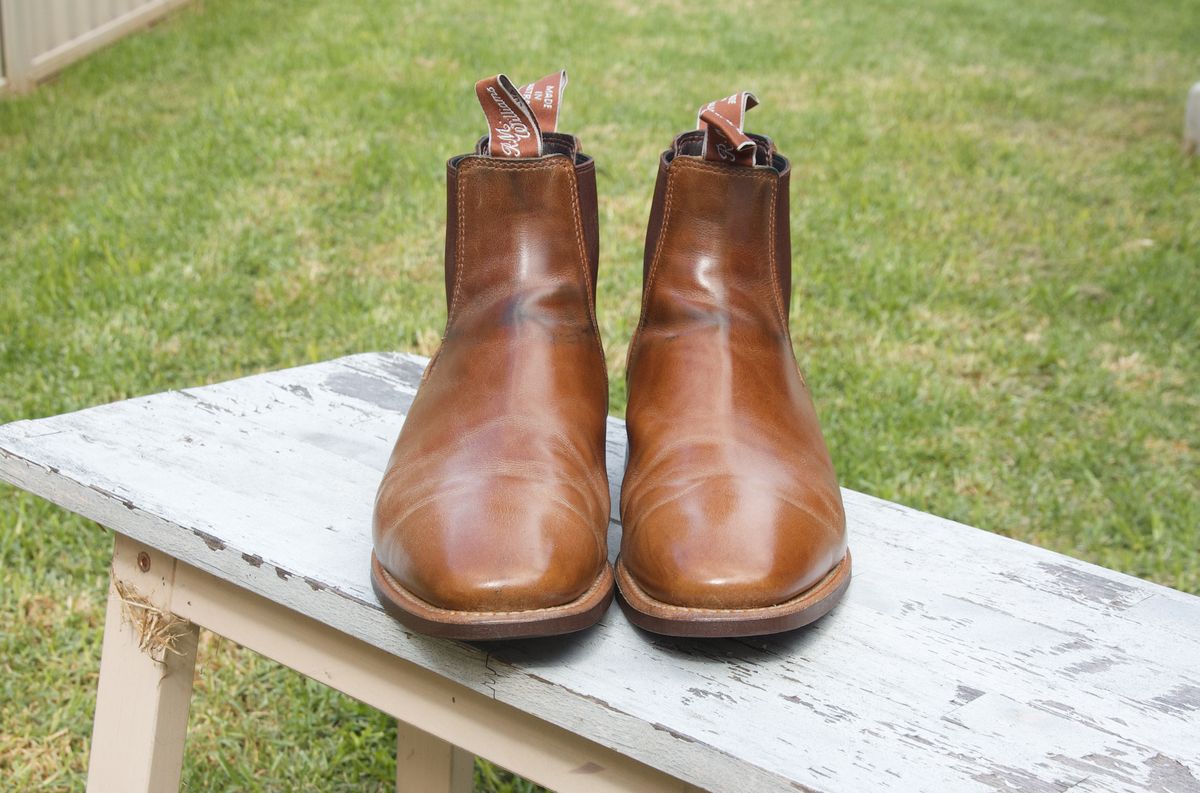 Photo by Thelifeofsomeguysboots on April 1, 2023 of the R.M. Williams Comfort Craftsman Boot in Caramel Pull-Up Leather.