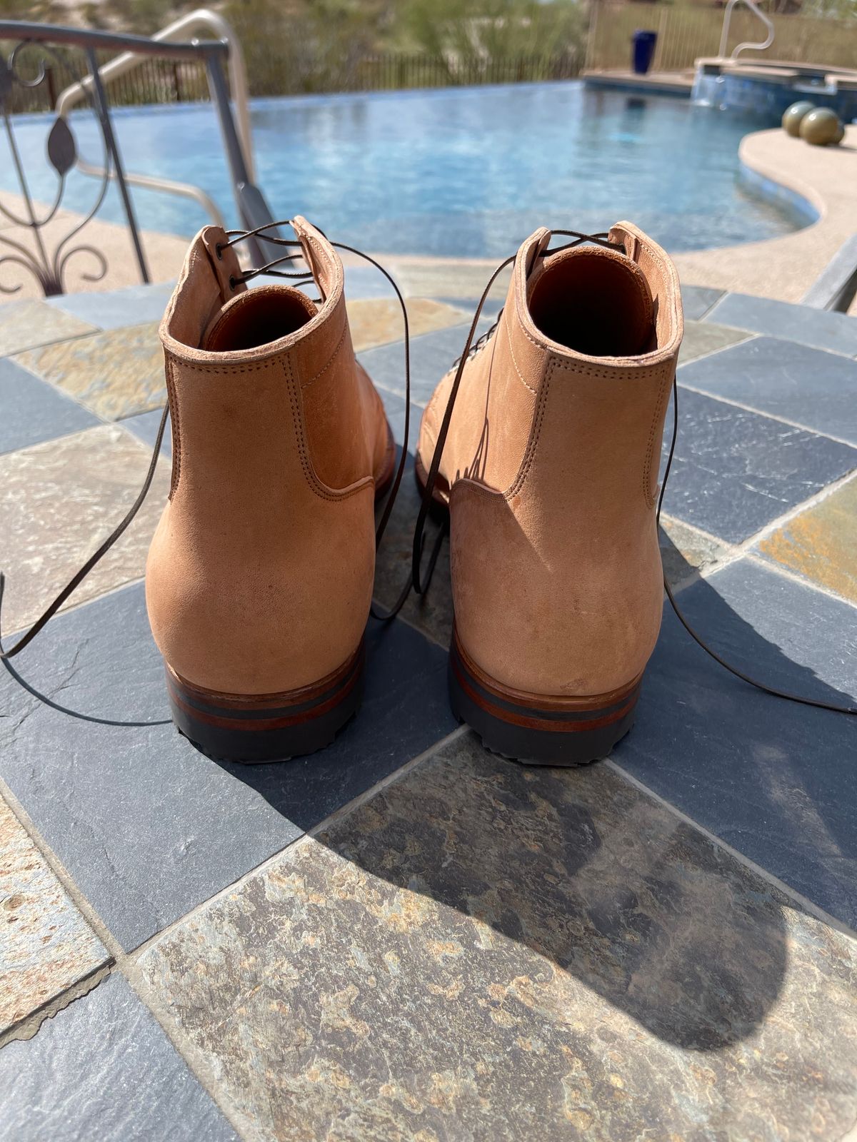 Photo by darrellgillette on October 1, 2023 of the Viberg Service Boot BCT in Horween Natural Crust Double Cordovan.