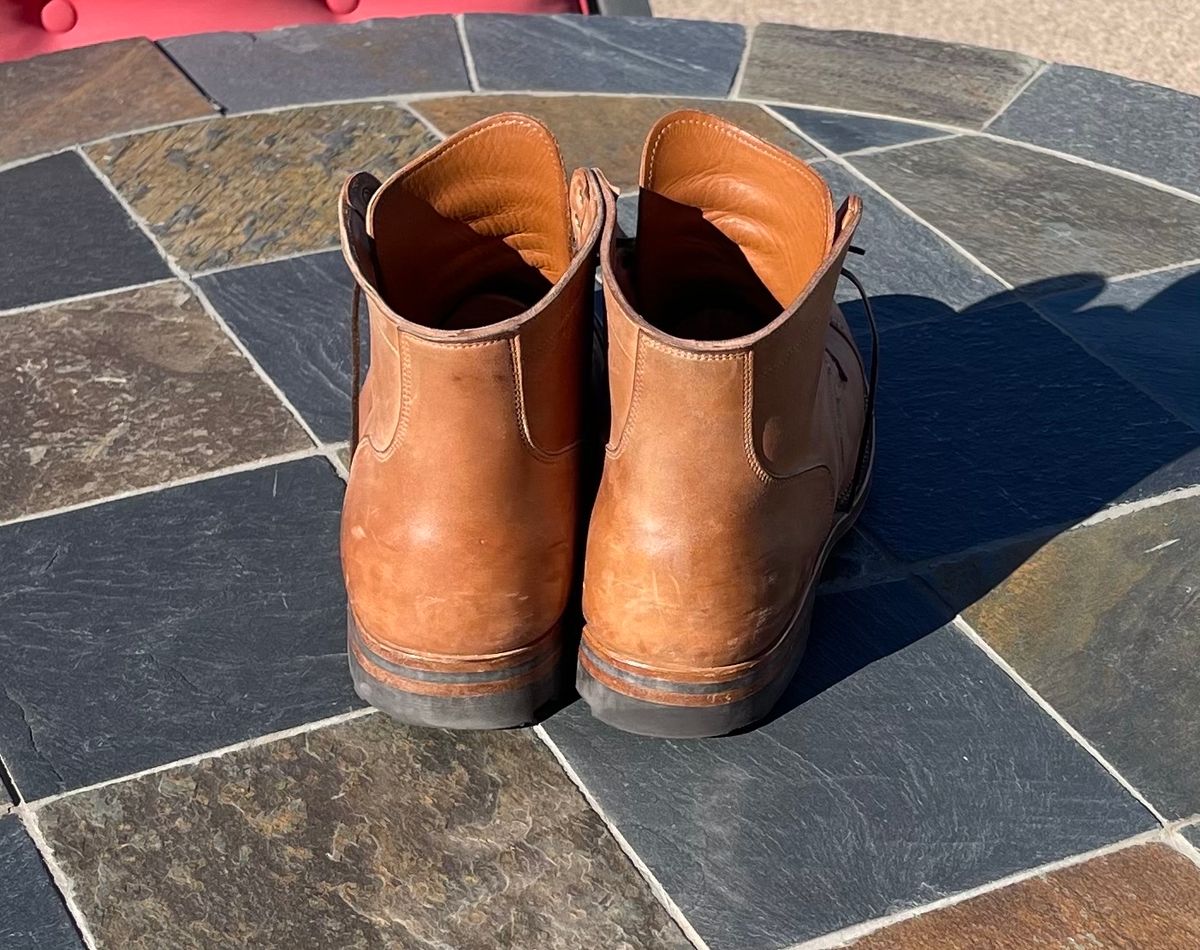 Photo by darrellgillette on November 5, 2023 of the Viberg Service Boot BCT in Horween Natural Crust Double Cordovan.
