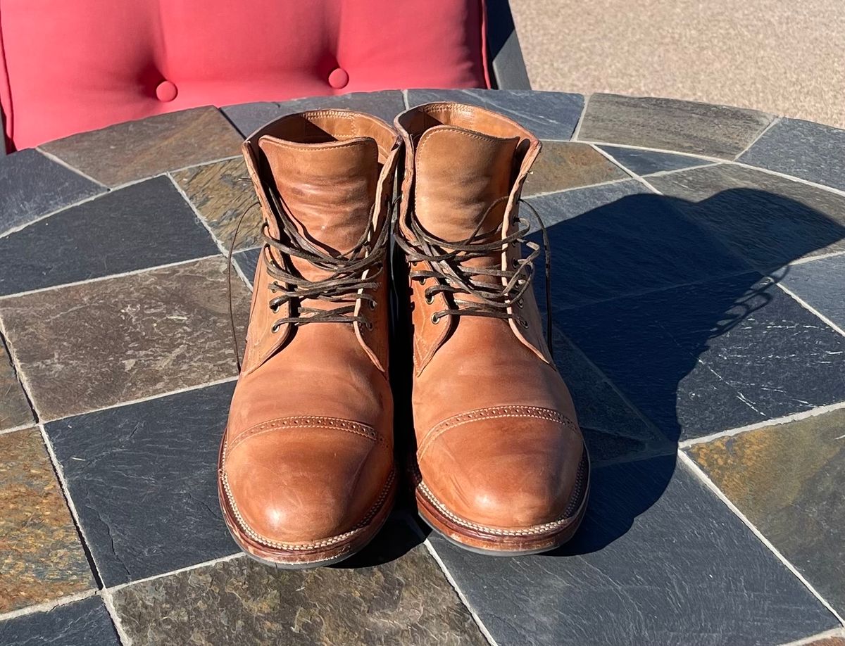 Photo by darrellgillette on November 5, 2023 of the Viberg Service Boot BCT in Horween Natural Crust Double Cordovan.