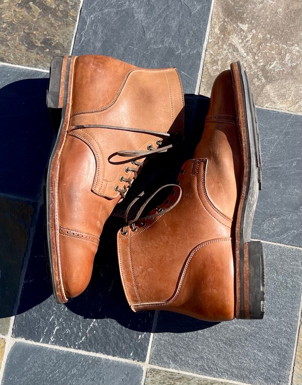 Photo by darrellgillette on February 4, 2024 of the Viberg Service Boot BCT in Horween Natural Crust Double Cordovan.