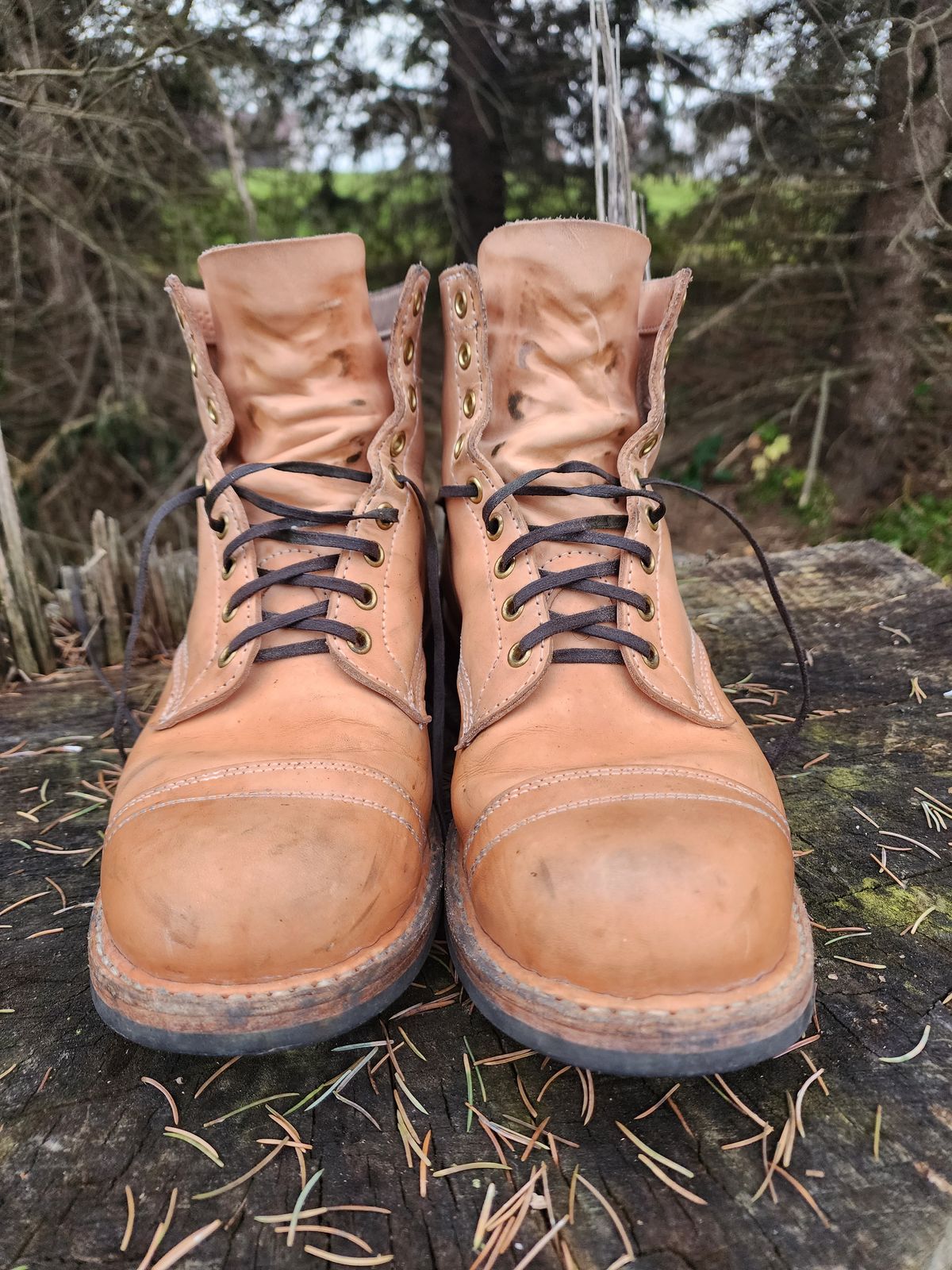 Photo by Colonel_Jiggles on November 5, 2022 of the White's MP-Sherman Toe Cap in Wickett & Craig Natural Veg Tan.