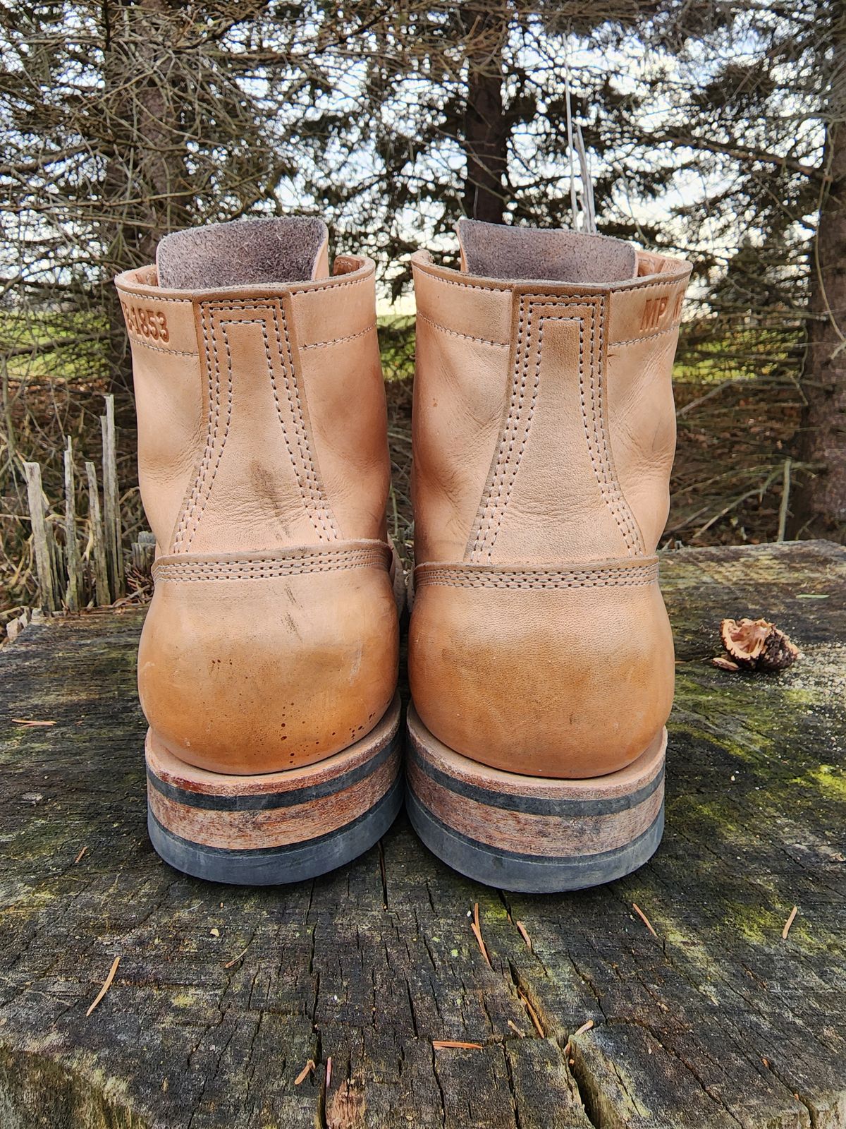 Photo by Colonel_Jiggles on December 5, 2022 of the White's MP-Sherman Toe Cap in Wickett & Craig Natural Veg Tan.