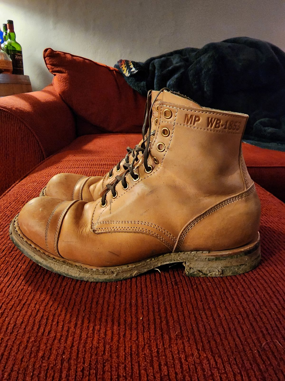 Photo by Colonel_Jiggles on January 6, 2023 of the White's MP-Sherman Toe Cap in Wickett & Craig Natural Veg Tan.