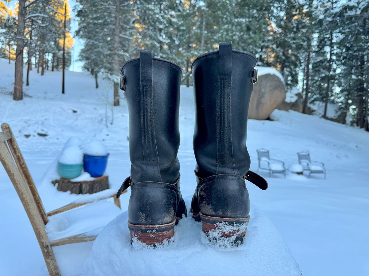 Photo by zander on December 4, 2025 of the Nicks StationMaster in Horween Black Waxed Flesh.