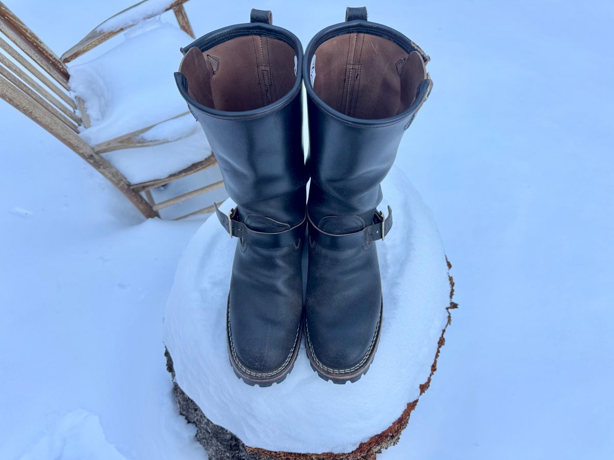 Photo by zander on December 4, 2025 of the Nicks StationMaster in Horween Black Waxed Flesh.