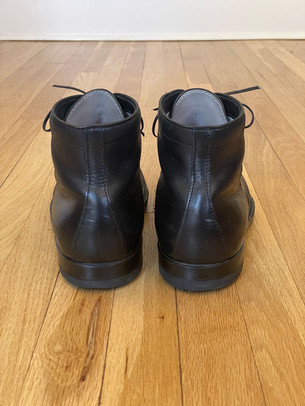 Photo by goodboots_badfeet on November 2, 2023 of the Alden Plain Toe Boot in Horween Black Chromexcel.