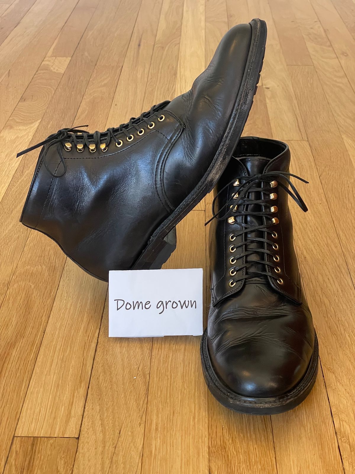 Photo by goodboots_badfeet on November 2, 2023 of the Alden Plain Toe Boot in Horween Black Chromexcel.