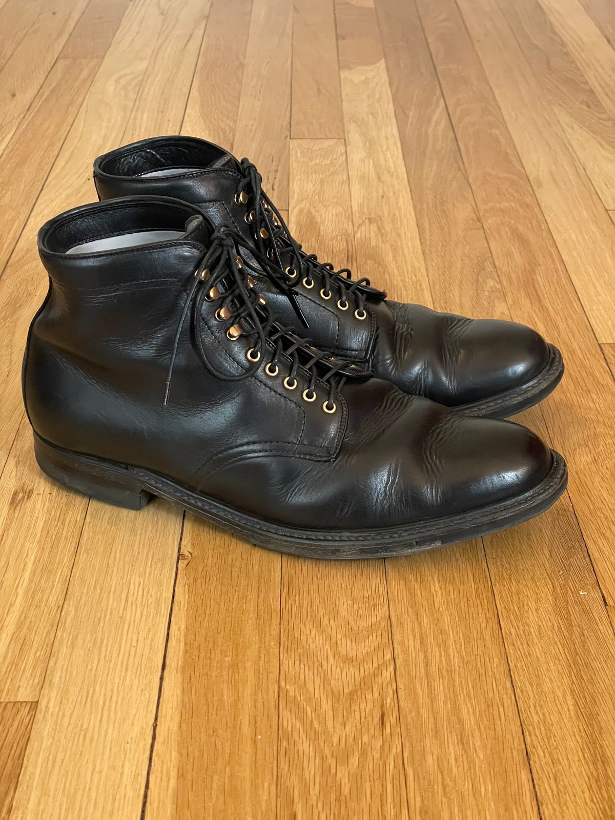 Photo by goodboots_badfeet on March 2, 2024 of the Alden Plain Toe Boot in Horween Black Chromexcel.