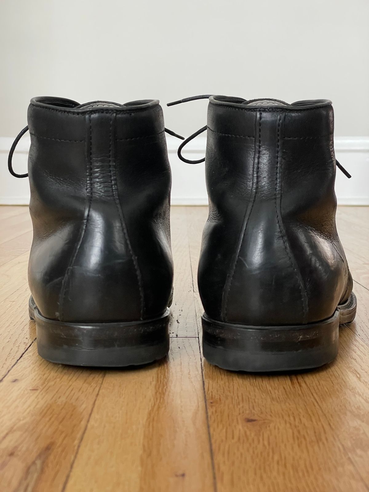 Photo by goodboots_badfeet on April 5, 2024 of the Alden Plain Toe Boot in Horween Black Chromexcel.