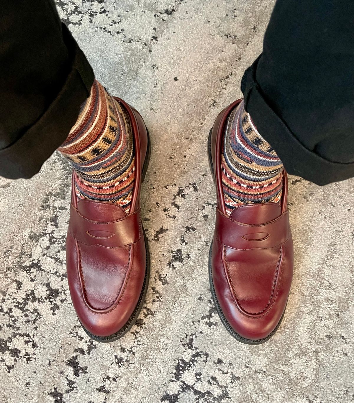 Photo by goodboots_badfeet on June 13, 2024 of the Grant Stone Traveler Loafer in Horween Color 8 Chromexcel.