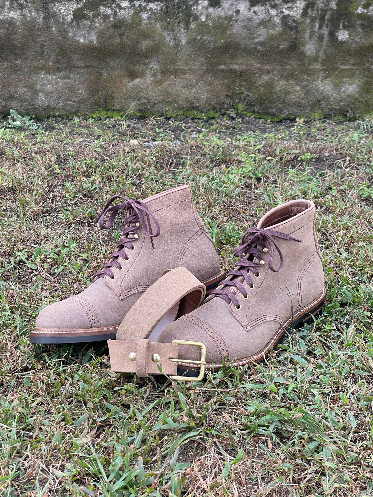Photo by goodboots_badfeet on October 11, 2023 of the John Lofgren Combat Boots in Horween Natural Chromexcel Roughout.
