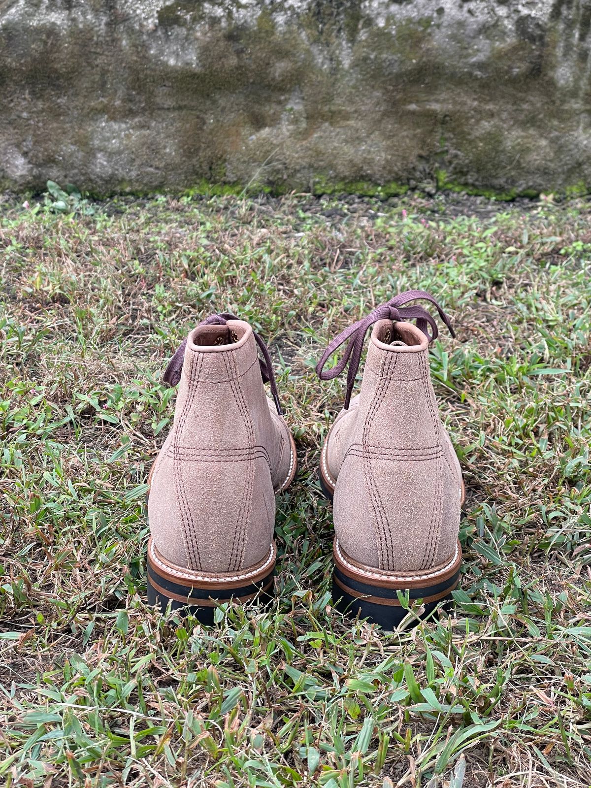 Photo by goodboots_badfeet on October 11, 2023 of the John Lofgren Combat Boots in Horween Natural Chromexcel Roughout.