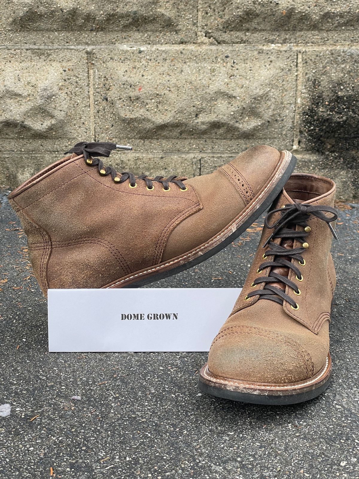 Photo by goodboots_badfeet on November 1, 2023 of the John Lofgren Combat Boots in Horween Natural Chromexcel Roughout.