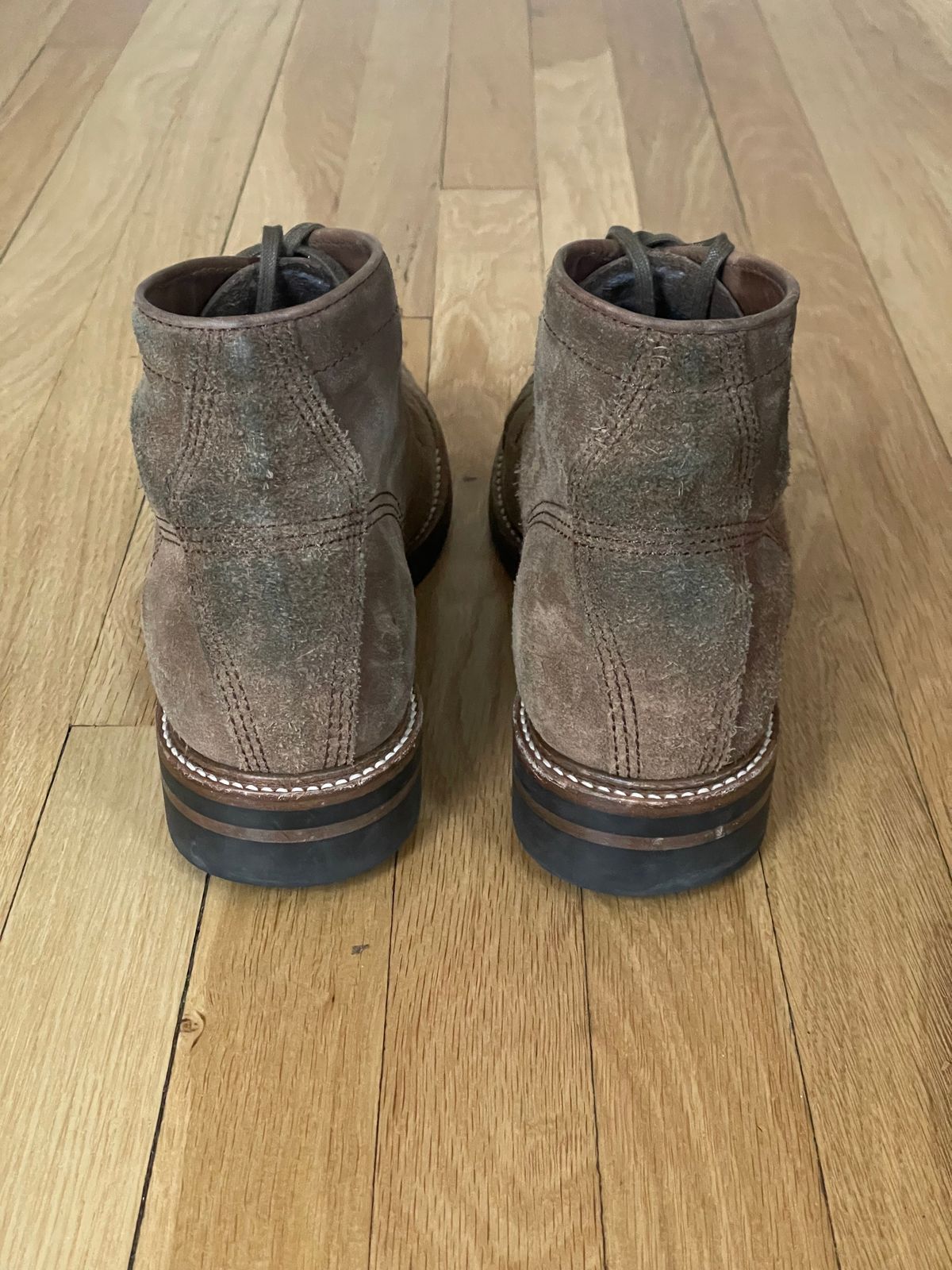 Photo by goodboots_badfeet on February 4, 2024 of the John Lofgren Combat Boots in Horween Natural Chromexcel Roughout.