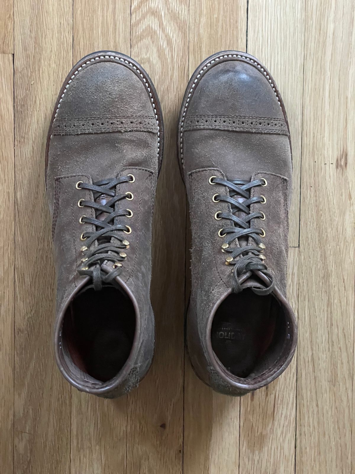 Photo by goodboots_badfeet on February 4, 2024 of the John Lofgren Combat Boots in Horween Natural Chromexcel Roughout.