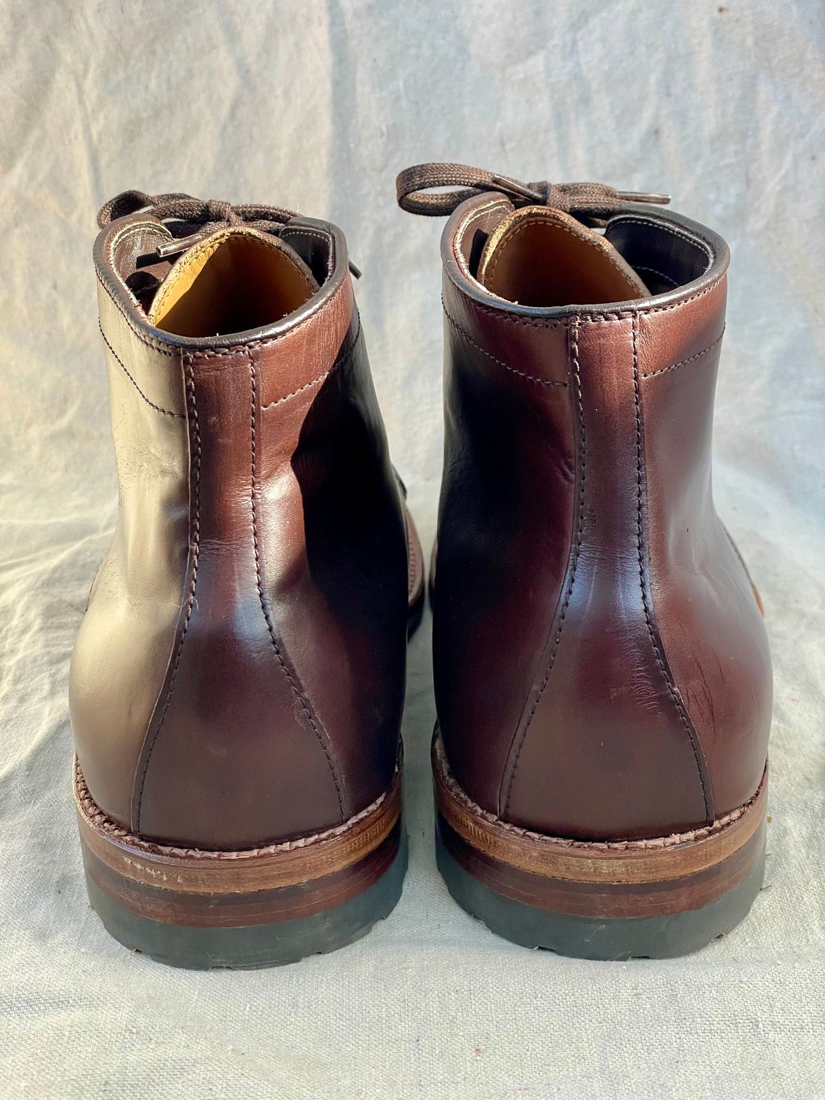 Photo by goodboots_badfeet on November 1, 2025 of the Alden x Brick + Mortar Brigadier Boot in Horween Brown Chromexcel.