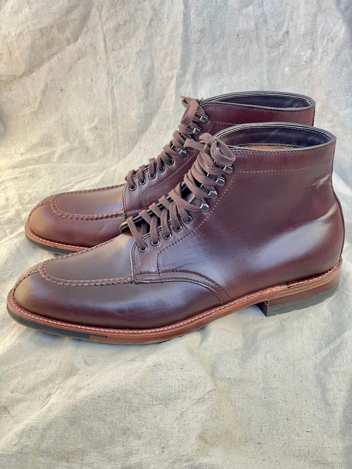 Photo by goodboots_badfeet on November 1, 2025 of the Alden x Brick + Mortar Brigadier Boot in Horween Brown Chromexcel.