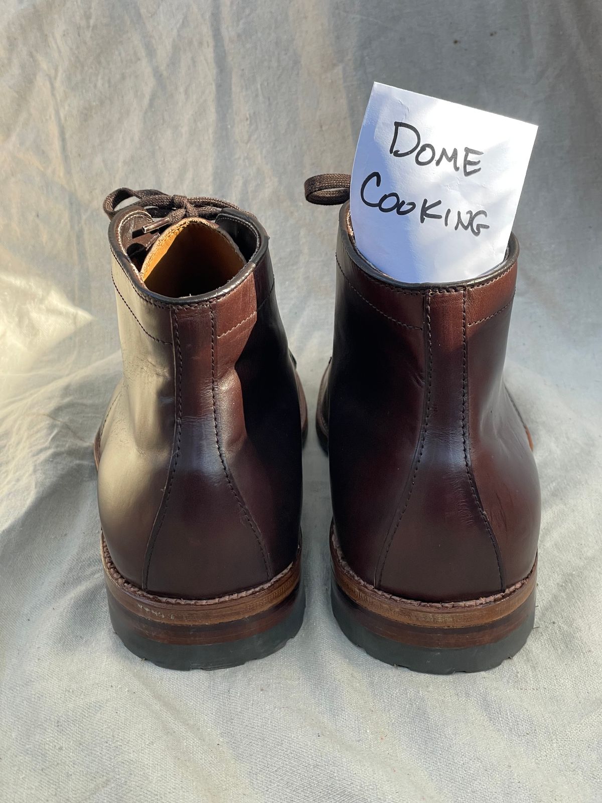 Photo by goodboots_badfeet on November 1, 2025 of the Alden x Brick + Mortar Brigadier Boot in Horween Brown Chromexcel.