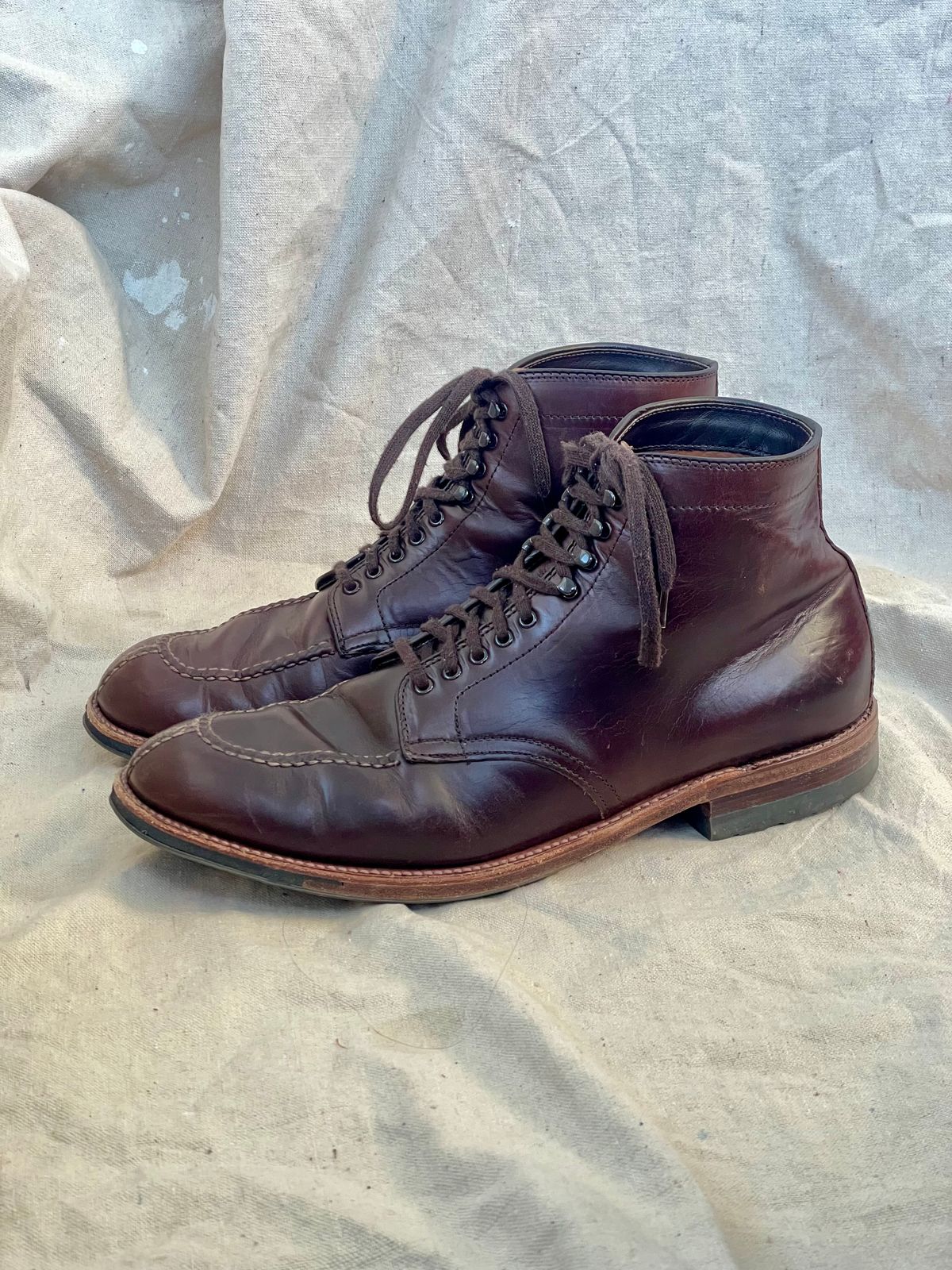 Photo by goodboots_badfeet on December 3, 2025 of the Alden x Brick + Mortar Brigadier Boot in Horween Brown Chromexcel.