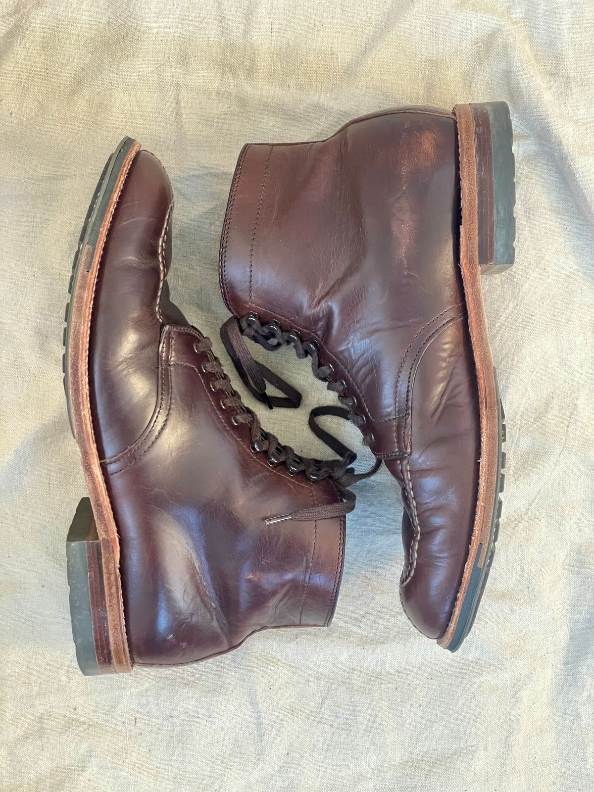 Photo by goodboots_badfeet on December 3, 2025 of the Alden x Brick + Mortar Brigadier Boot in Horween Brown Chromexcel.