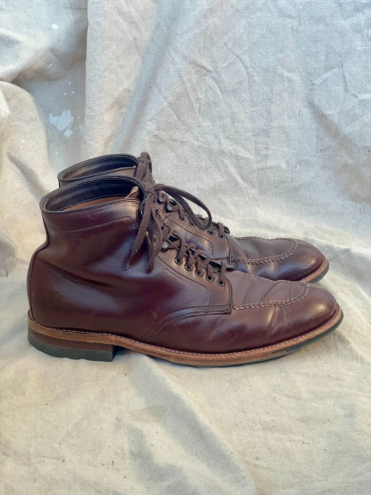 Photo by goodboots_badfeet on December 3, 2025 of the Alden x Brick + Mortar Brigadier Boot in Horween Brown Chromexcel.