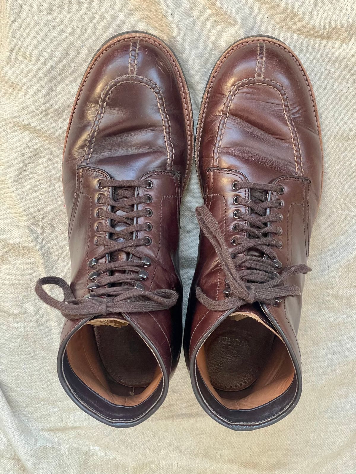 Photo by goodboots_badfeet on December 3, 2025 of the Alden x Brick + Mortar Brigadier Boot in Horween Brown Chromexcel.