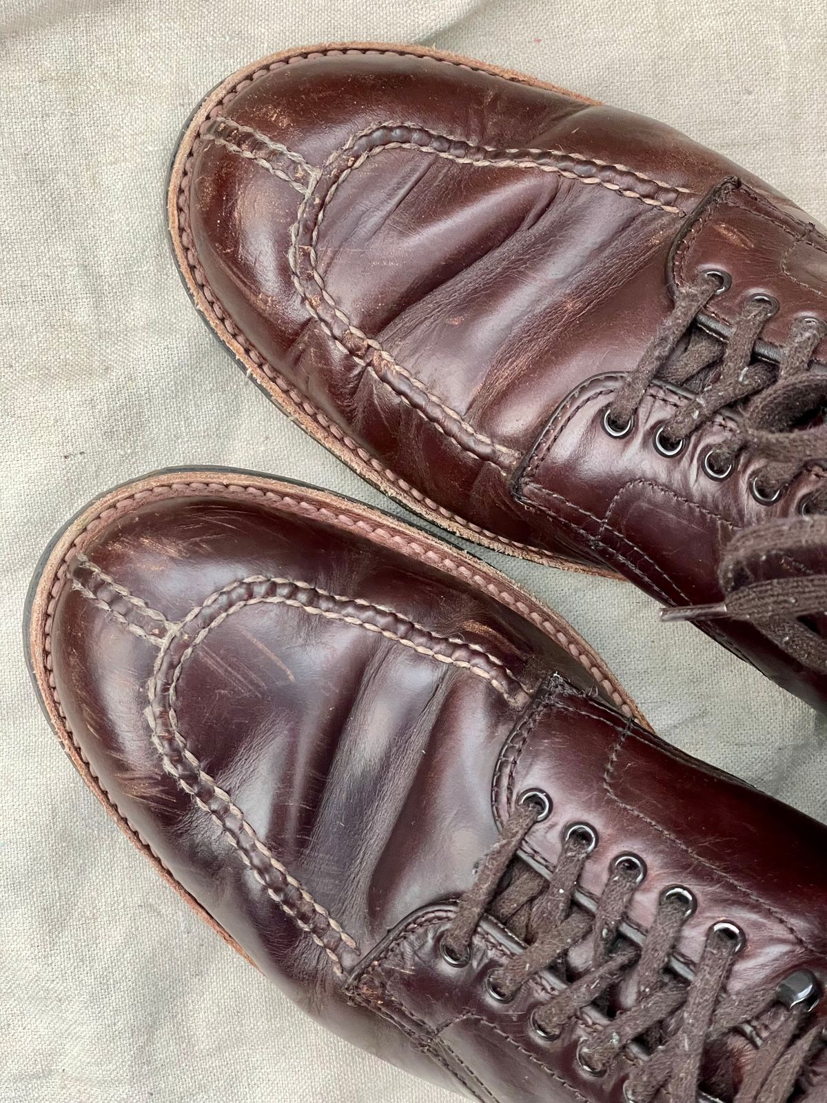 Photo by goodboots_badfeet on January 3, 2026 of the Alden x Brick + Mortar Brigadier Boot in Horween Brown Chromexcel.