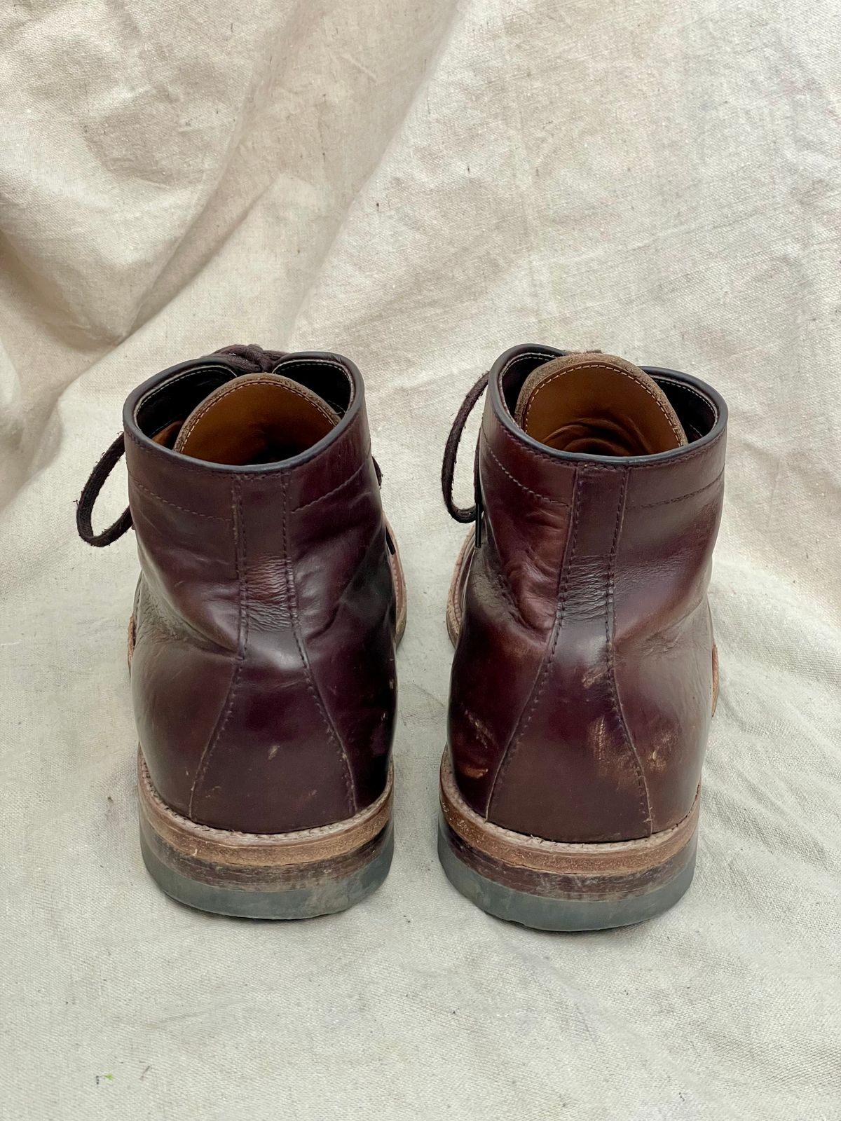 Photo by goodboots_badfeet on January 3, 2026 of the Alden x Brick + Mortar Brigadier Boot in Horween Brown Chromexcel.