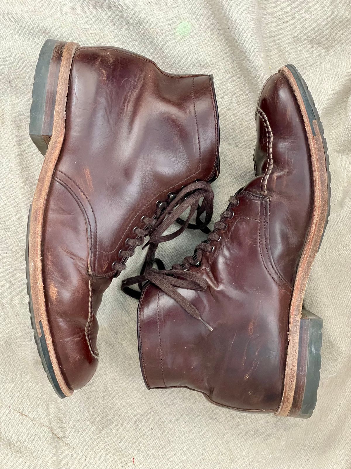 Photo by goodboots_badfeet on January 3, 2026 of the Alden x Brick + Mortar Brigadier Boot in Horween Brown Chromexcel.
