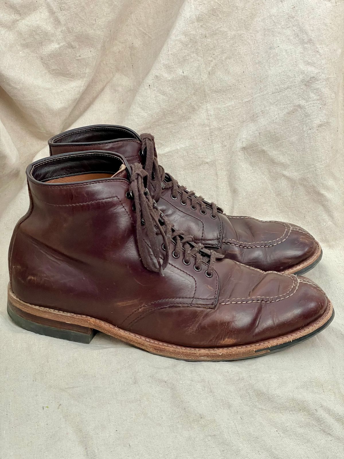 Photo by goodboots_badfeet on January 3, 2026 of the Alden x Brick + Mortar Brigadier Boot in Horween Brown Chromexcel.