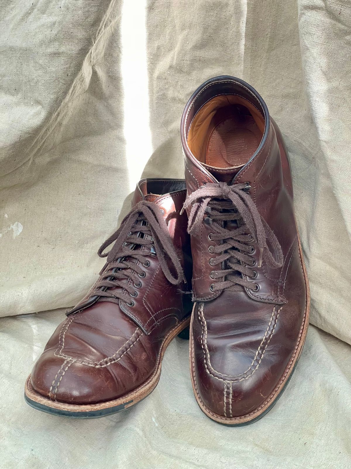 Photo by goodboots_badfeet on February 2, 2026 of the Alden x Brick + Mortar Brigadier Boot in Horween Brown Chromexcel.