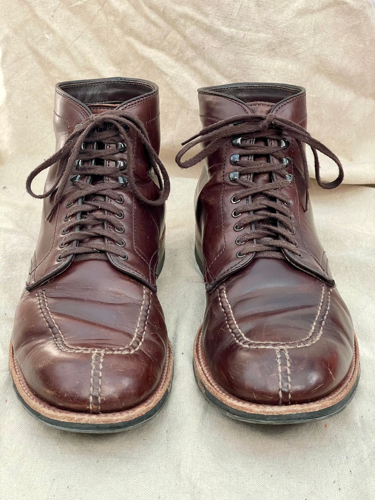 Photo by goodboots_badfeet on February 2, 2026 of the Alden x Brick + Mortar Brigadier Boot in Horween Brown Chromexcel.