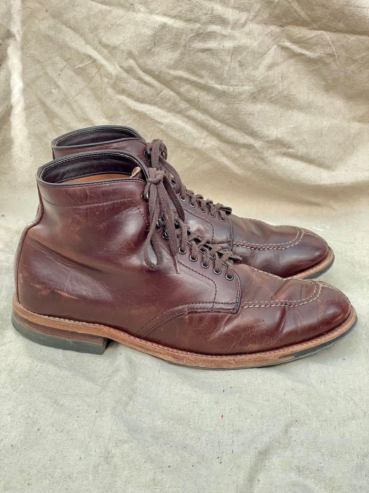 Photo by goodboots_badfeet on February 2, 2026 of the Alden x Brick + Mortar Brigadier Boot in Horween Brown Chromexcel.