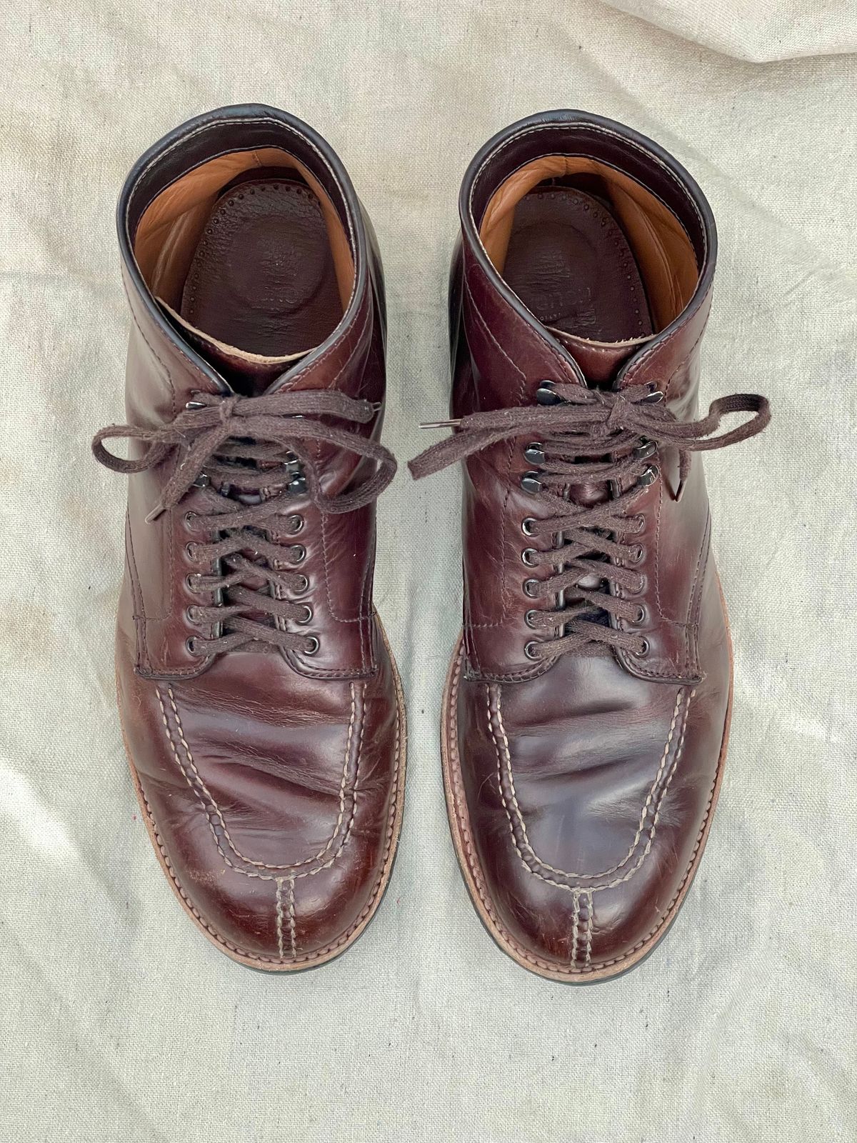 Photo by goodboots_badfeet on February 2, 2026 of the Alden x Brick + Mortar Brigadier Boot in Horween Brown Chromexcel.