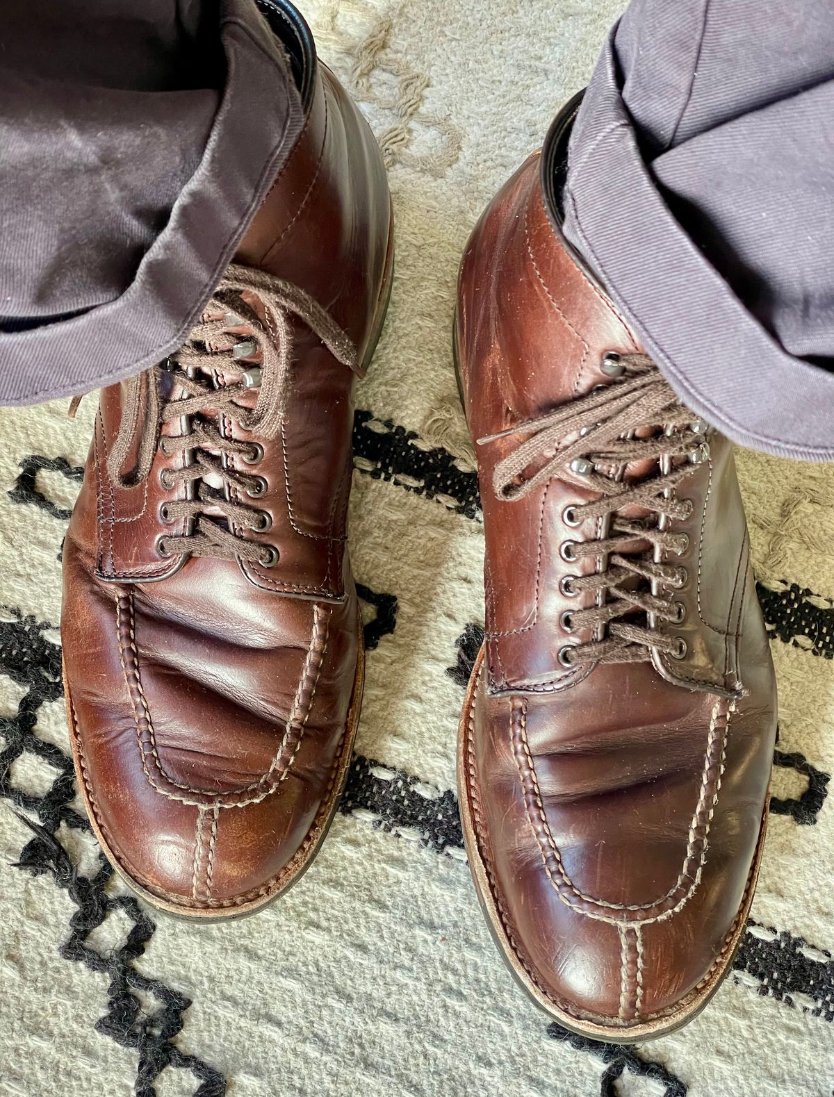 Photo by goodboots_badfeet on February 17, 2026 of the Alden x Brick + Mortar Brigadier Boot in Horween Brown Chromexcel.