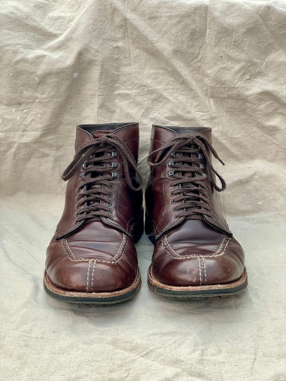 Photo by goodboots_badfeet on March 1, 2026 of the Alden x Brick + Mortar Brigadier Boot in Horween Brown Chromexcel.