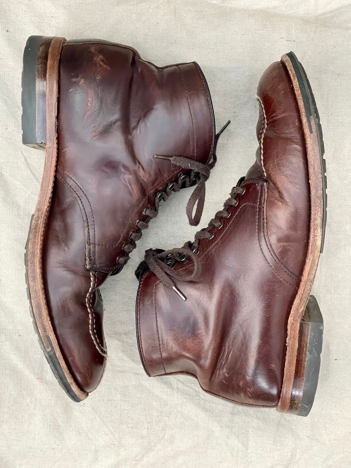 Photo by goodboots_badfeet on March 1, 2026 of the Alden x Brick + Mortar Brigadier Boot in Horween Brown Chromexcel.