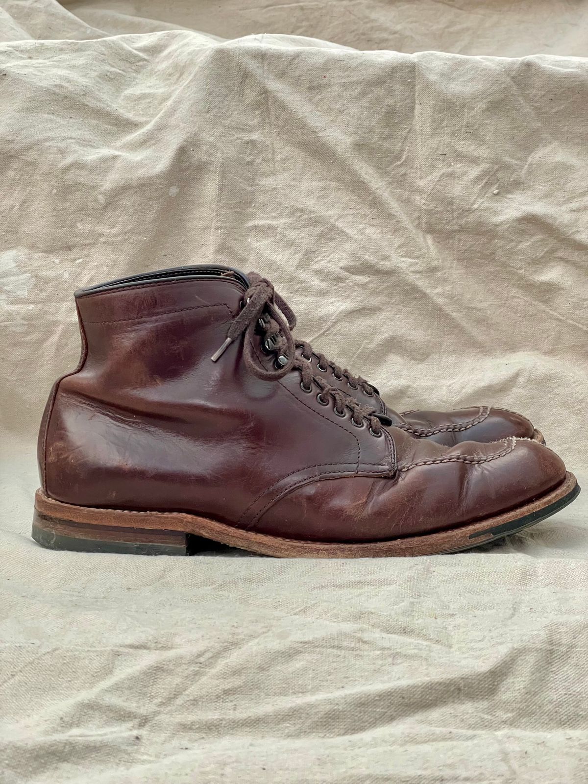 Photo by goodboots_badfeet on March 1, 2026 of the Alden x Brick + Mortar Brigadier Boot in Horween Brown Chromexcel.