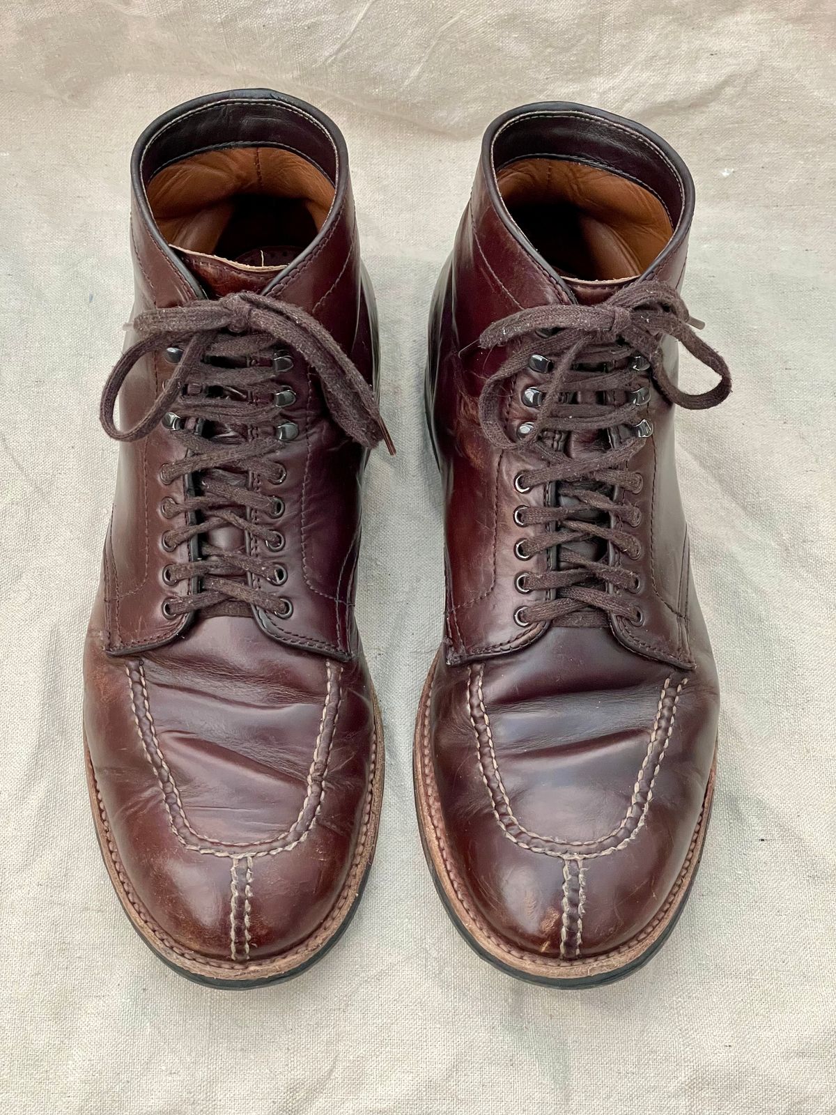 Photo by goodboots_badfeet on March 1, 2026 of the Alden x Brick + Mortar Brigadier Boot in Horween Brown Chromexcel.
