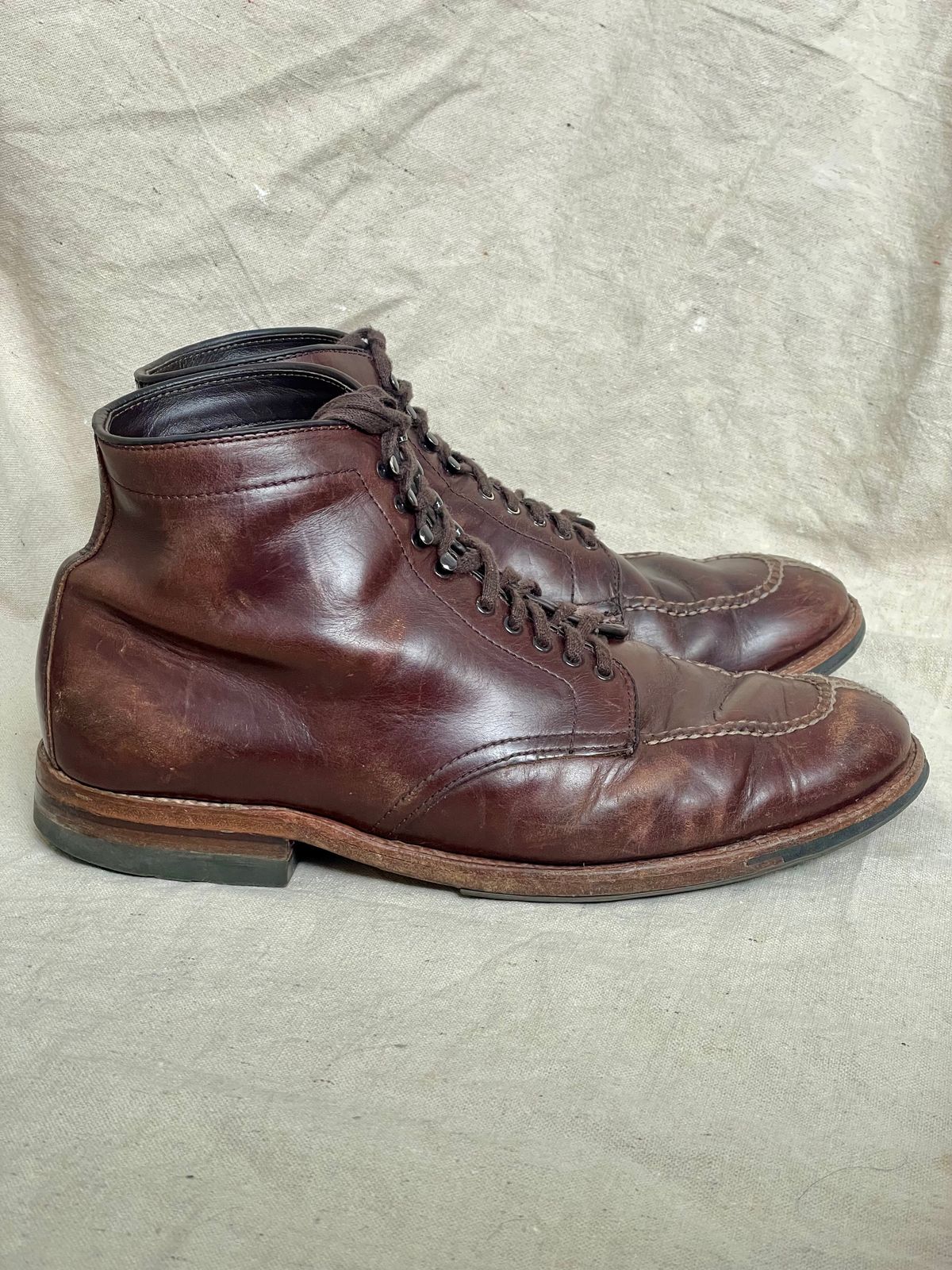 Photo by goodboots_badfeet on April 4, 2026 of the Alden x Brick + Mortar Brigadier Boot in Horween Brown Chromexcel.