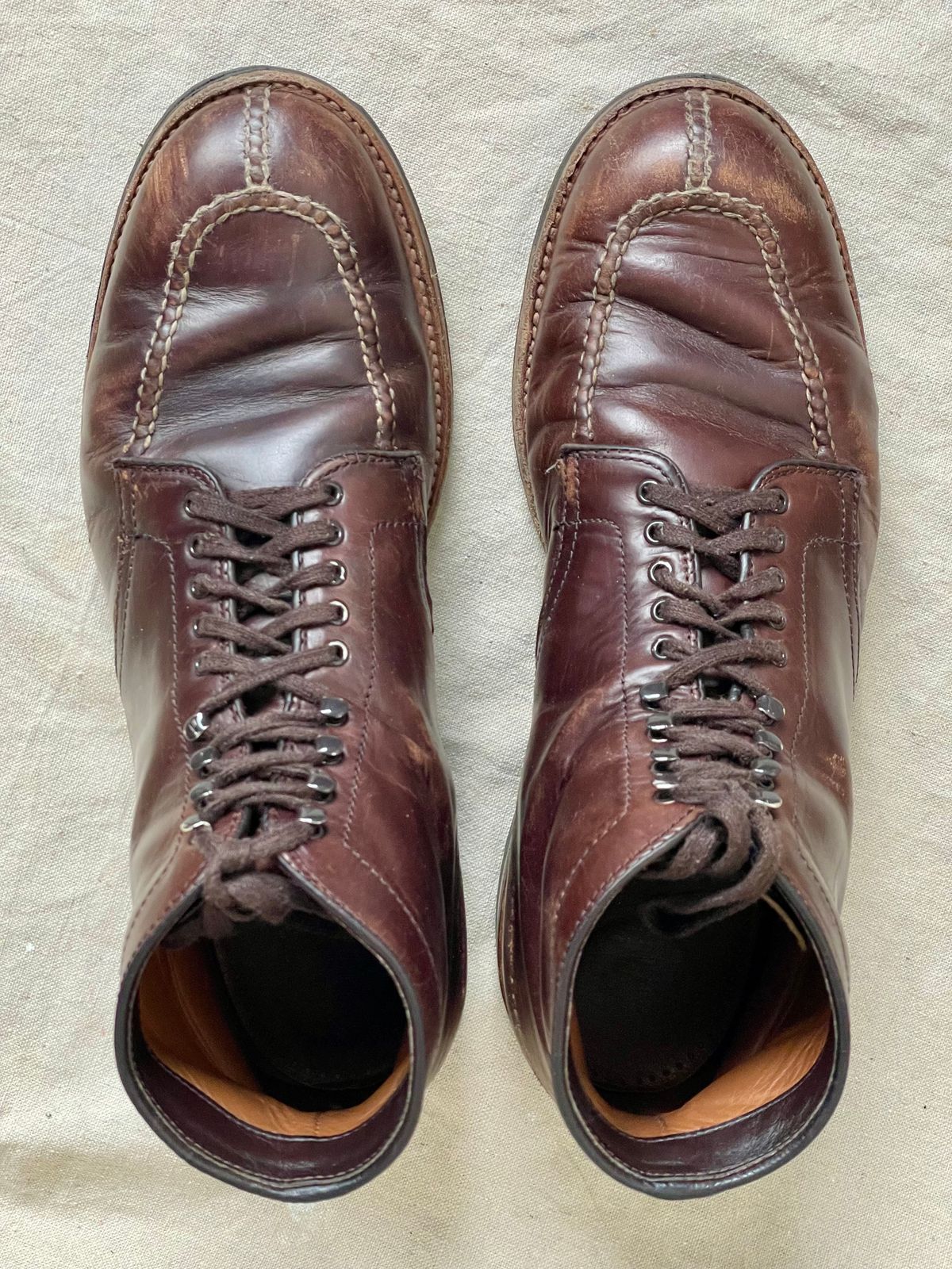 Photo by goodboots_badfeet on April 4, 2026 of the Alden x Brick + Mortar Brigadier Boot in Horween Brown Chromexcel.