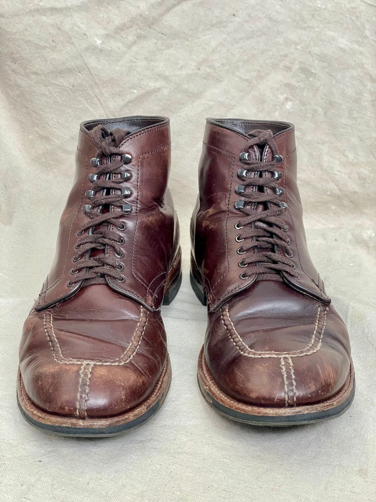 Photo by goodboots_badfeet on April 4, 2026 of the Alden x Brick + Mortar Brigadier Boot in Horween Brown Chromexcel.