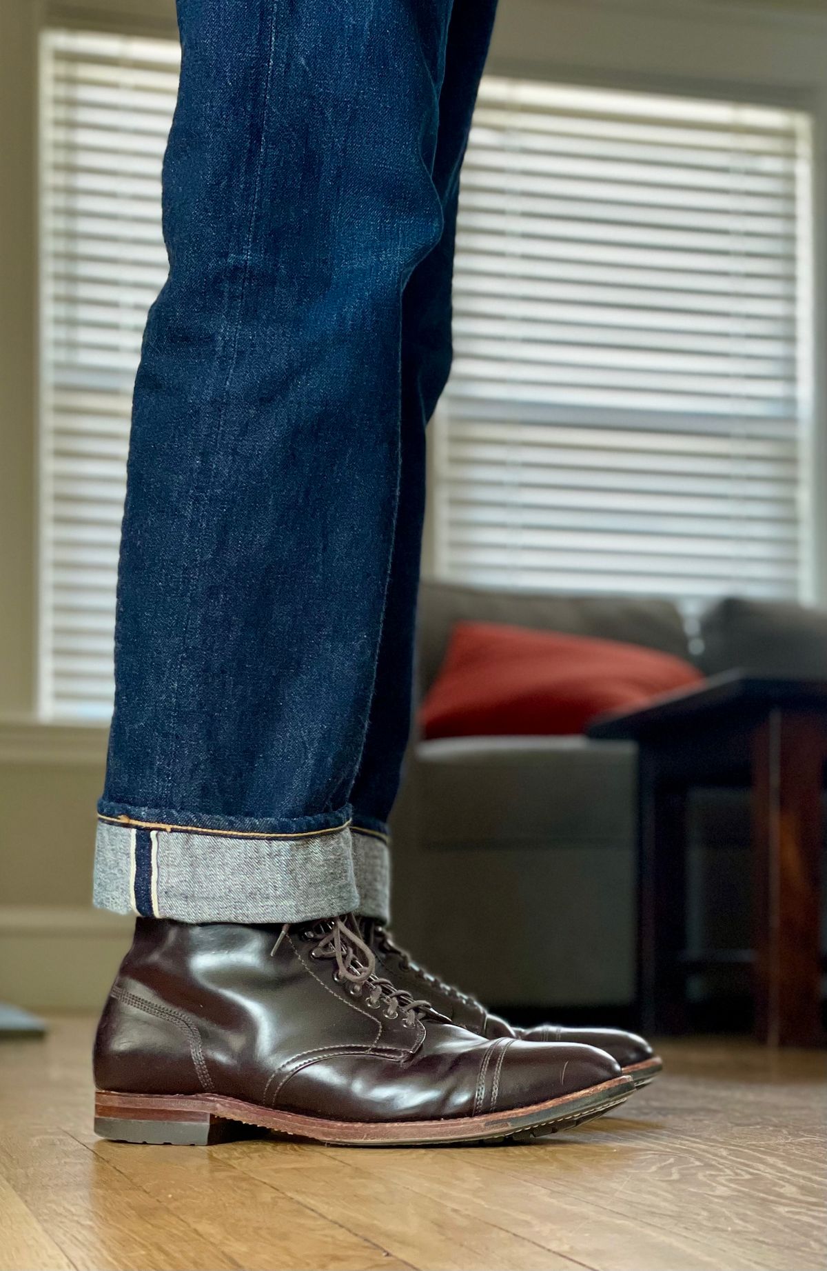 Photo by goodboots_badfeet on February 28, 2025 of the Alden Cap Toe Boot in Horween Color 8 Shell Cordovan.