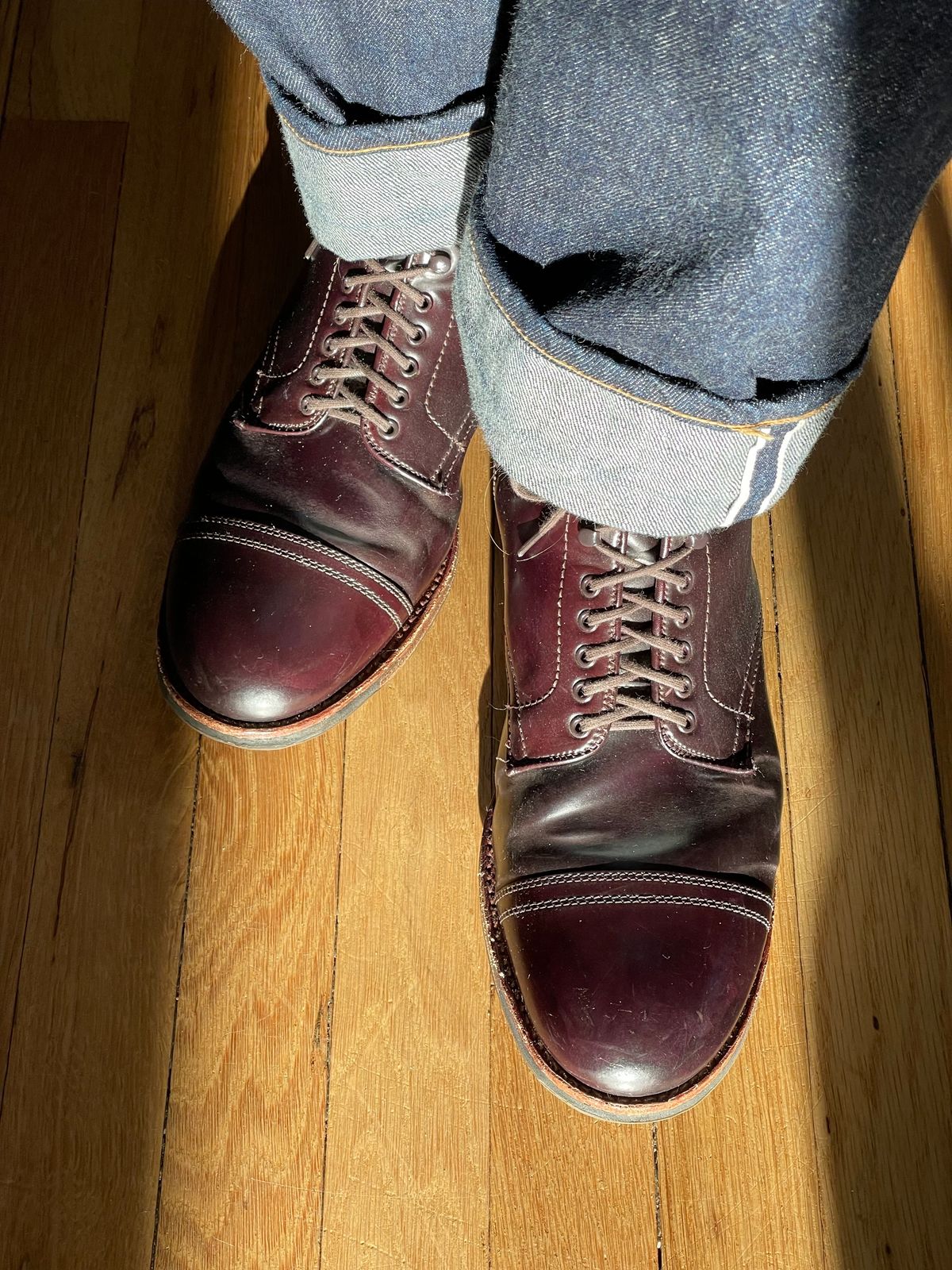 Photo by goodboots_badfeet on December 2, 2024 of the Alden Cap Toe Boot in Horween Color 8 Shell Cordovan.