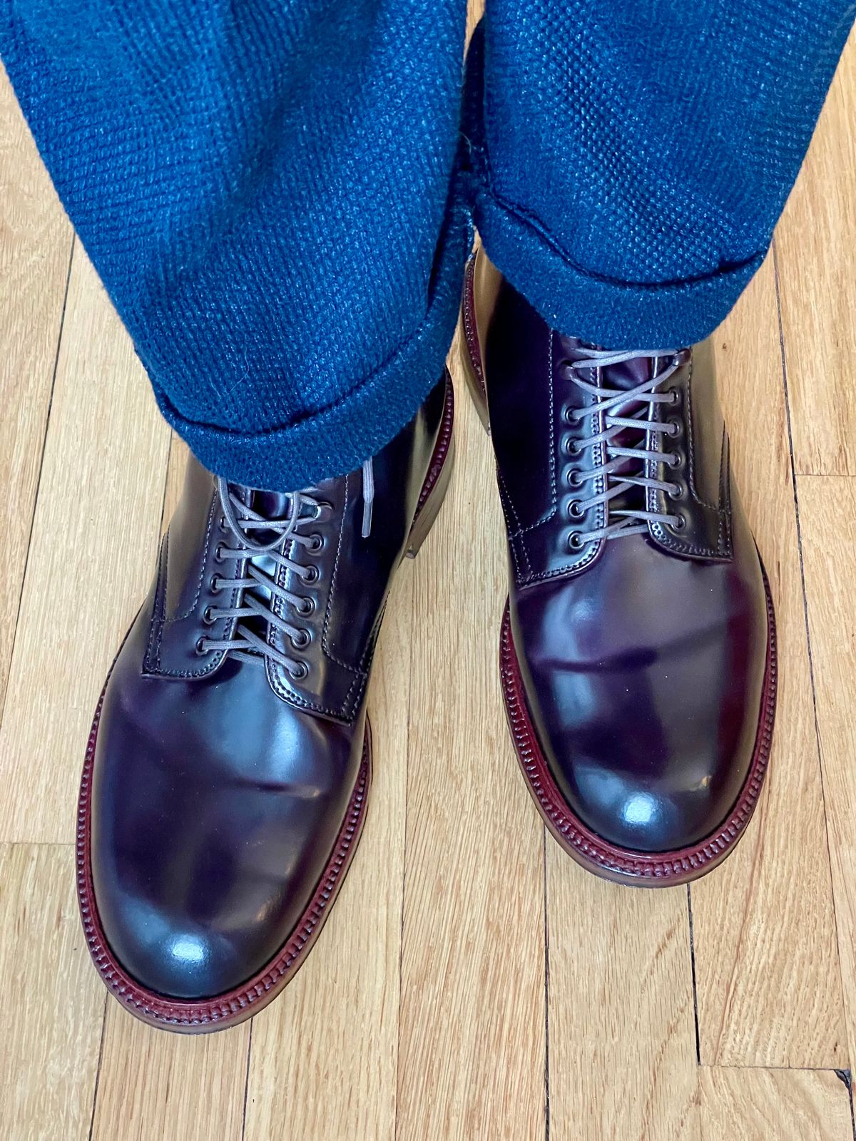 Photo by goodboots_badfeet on February 9, 2024 of the Alden x Leffot Villager Boot in Horween Color 8 Shell Cordovan.